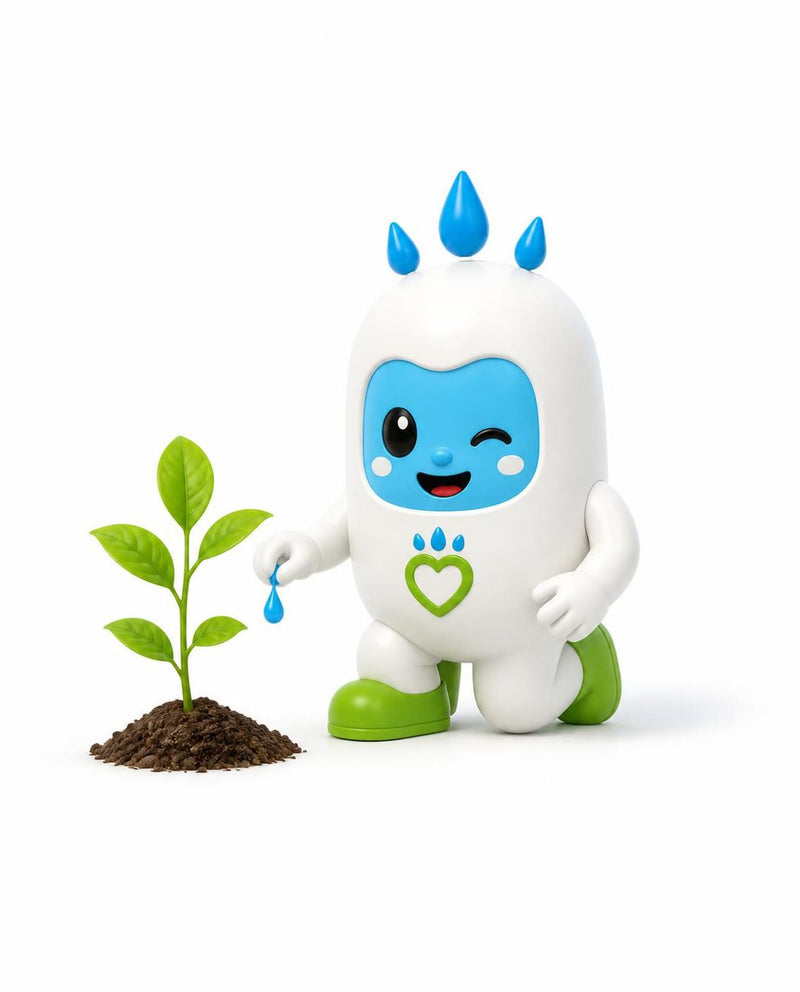 Spry beside a tree, holding a leaf
